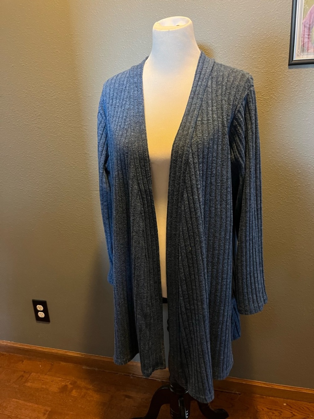 Women’s Open-Front Ribbed Cardigan Sweater - Blue